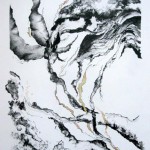 Wave, stone lithograph, watercolor, 30"x22", 2010.